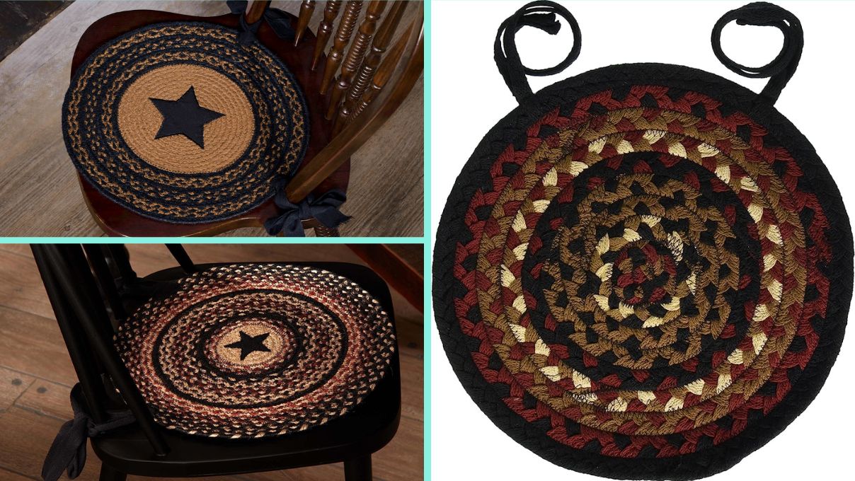 Black & Tan Jute Chair Pad 15 inch Diameter