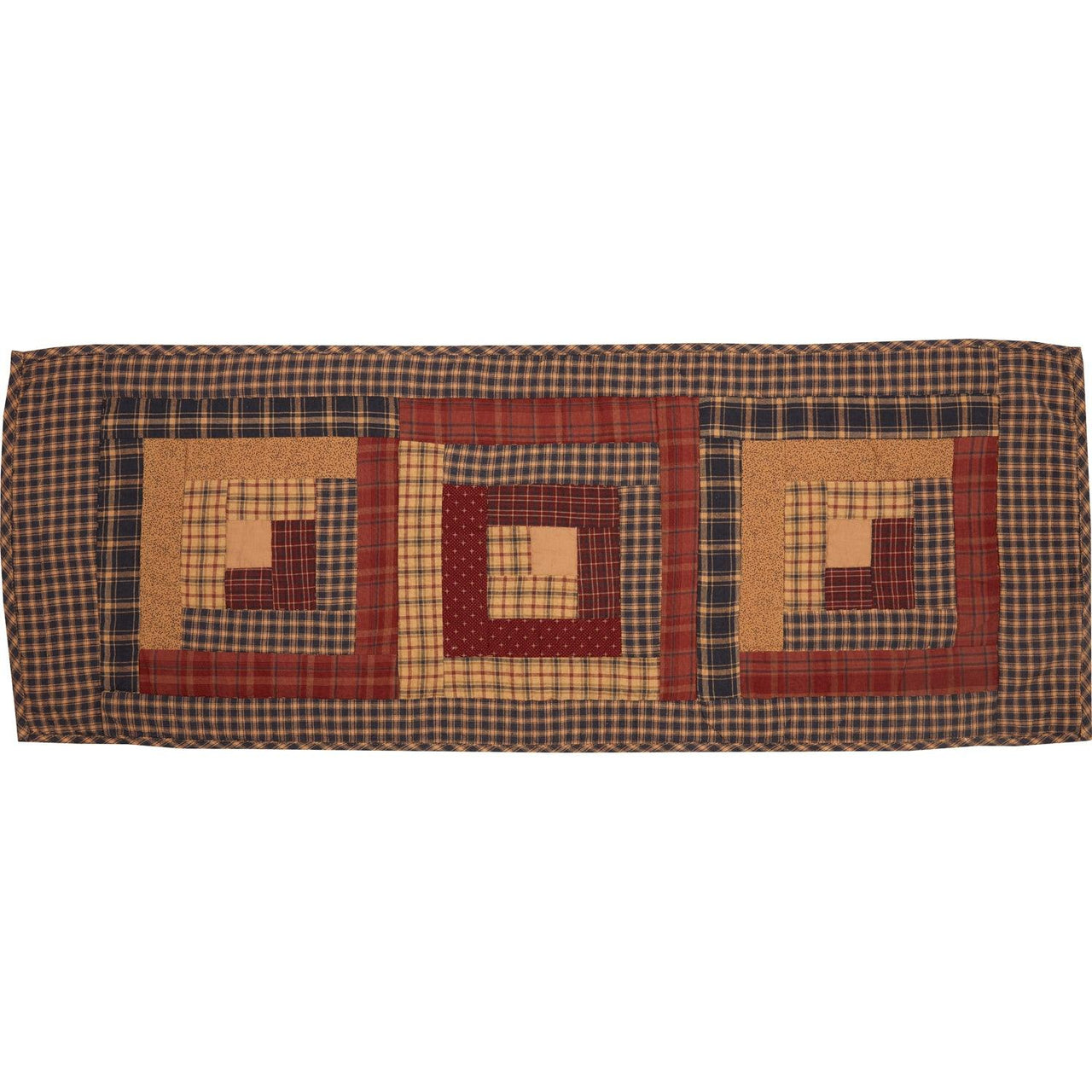Millsboro Runner Log Cabin Block Quilted 13x36 - The Fox Decor