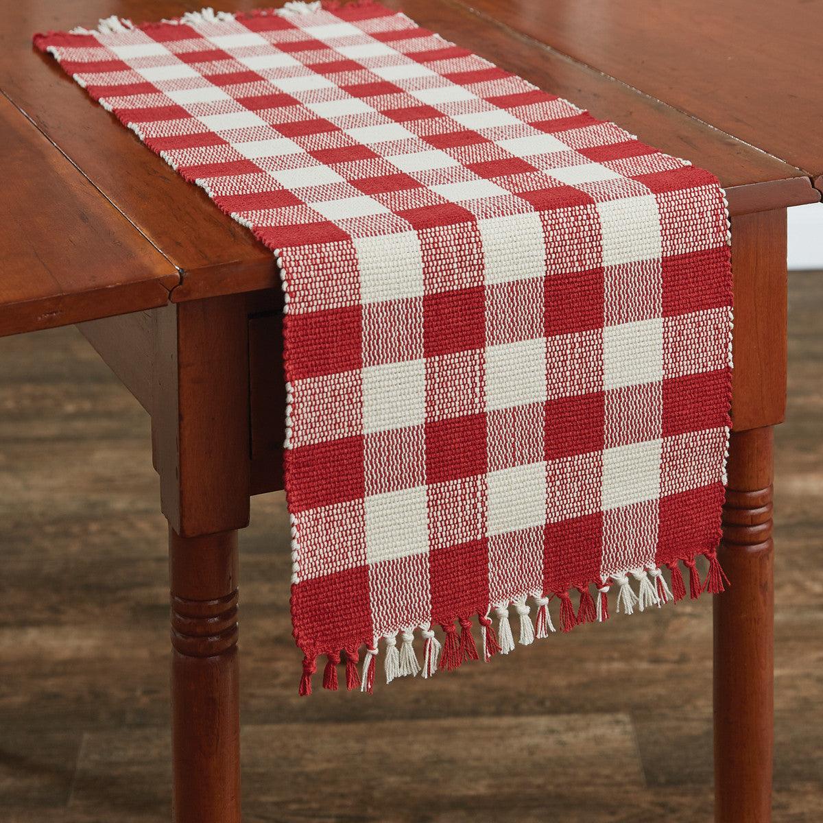 Wicklow Check Red & Cream Table Runner - 13x36 Park Designs - The Fox Decor