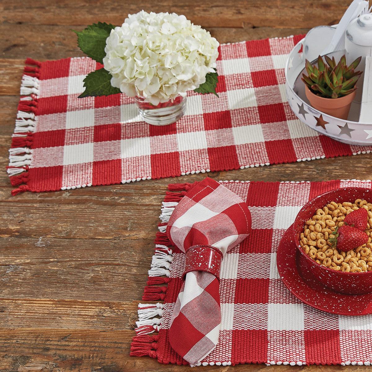 Wicklow Check Red & Cream Table Runner - 13x36 Park Designs - The Fox Decor