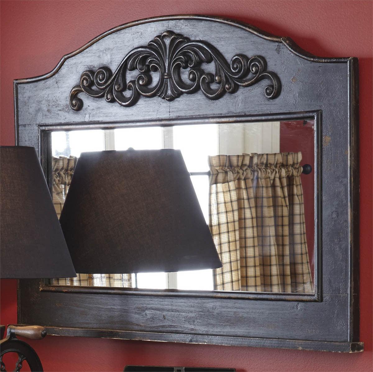 Mantle Top Mirror Aged Black - Park Designs - The Fox Decor