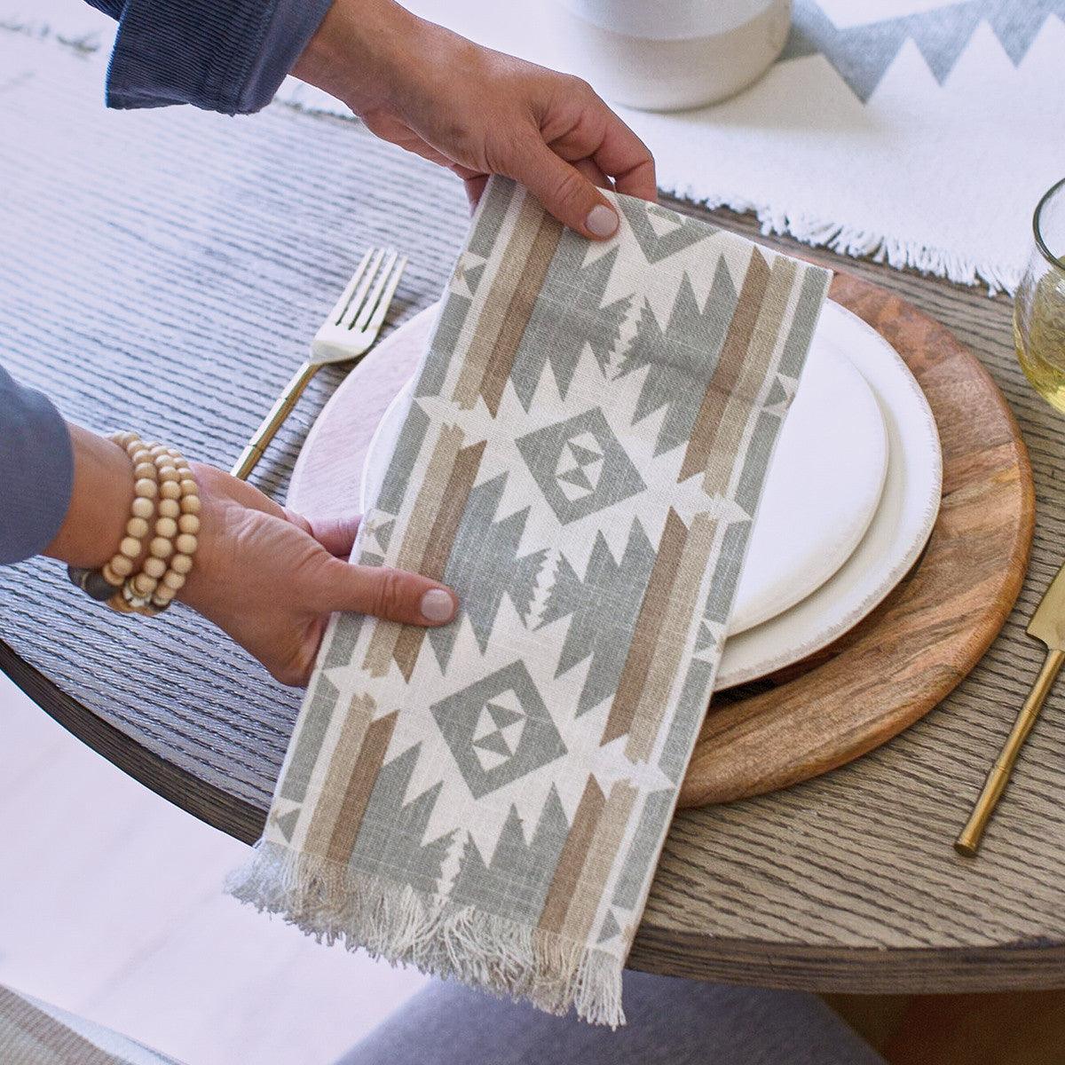 Eva & Co Neutral Aztec Printed Dishtowel Set Of 6 Park Designs - The Fox Decor