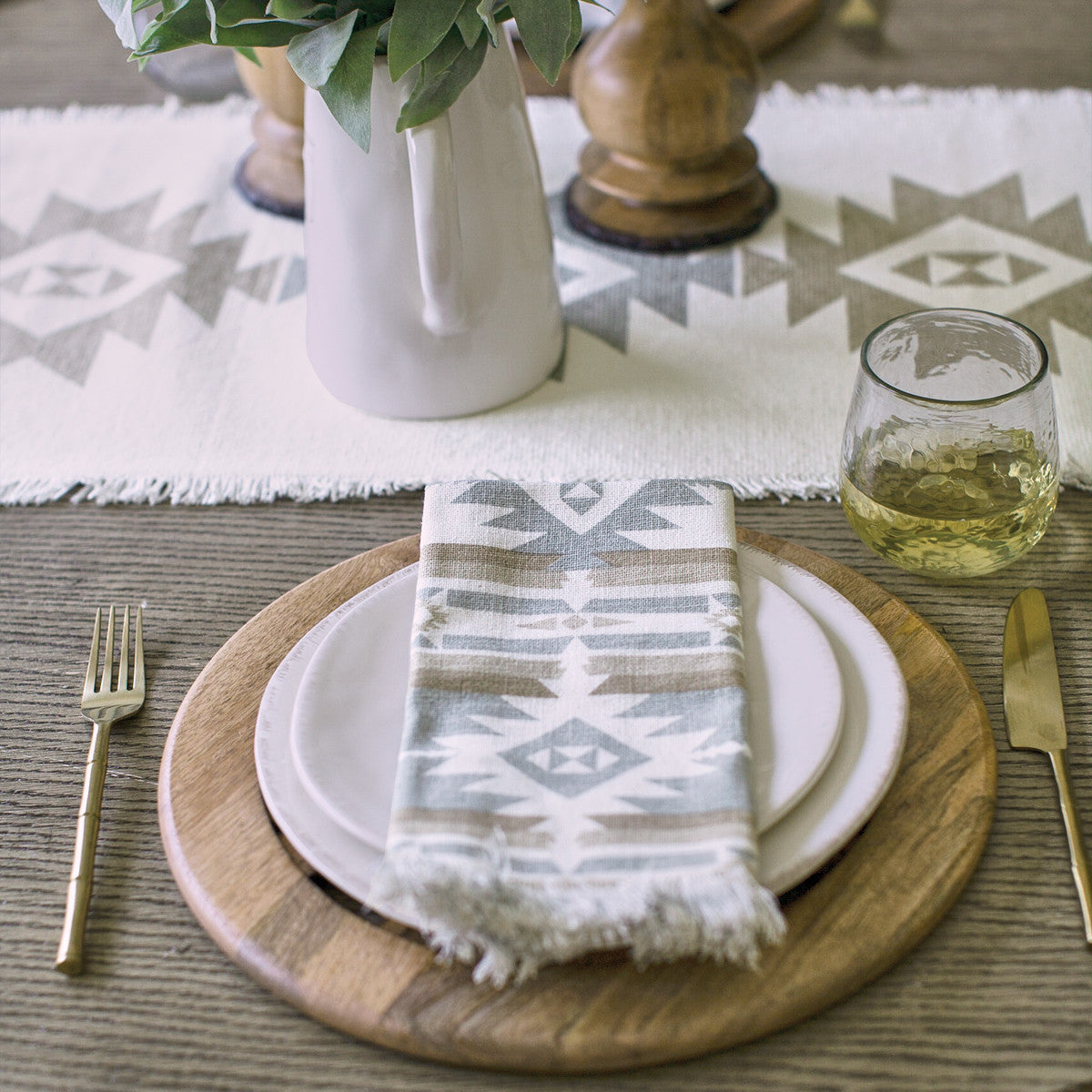 Eva & Co Neutral Aztec Printed Runner 72"L Set Of 2 Park Designs - The Fox Decor