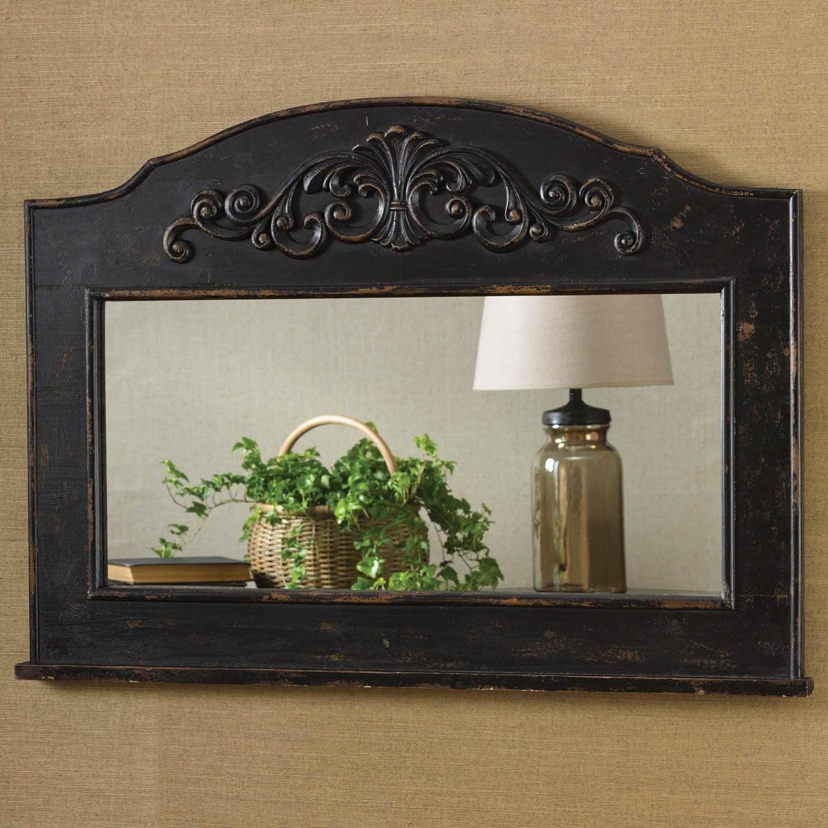 Mantle Top Mirror Aged Black - Park Designs - The Fox Decor