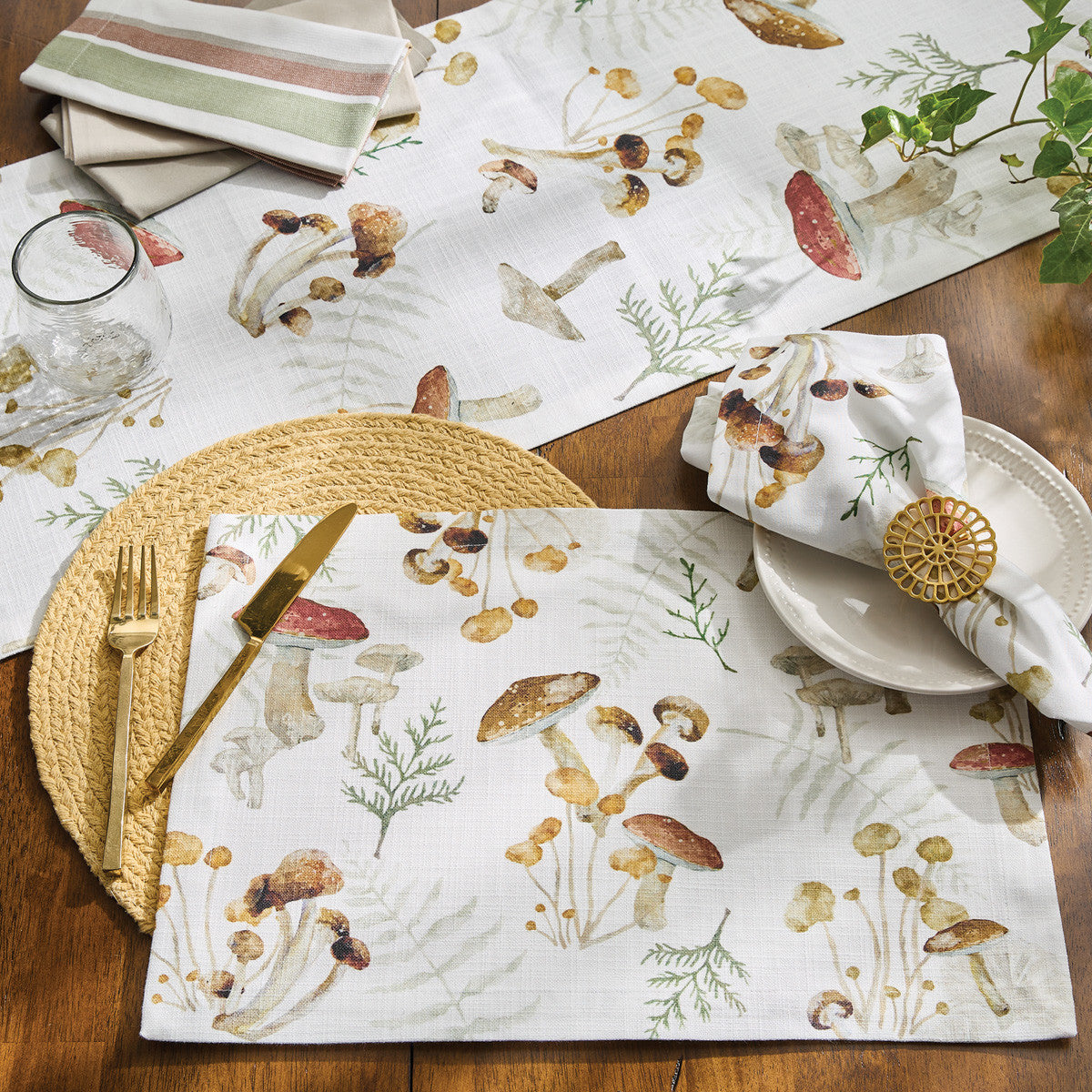Wild Mushrooms Table Runner 72"L Set of 2 Park Designs - The Fox Decor