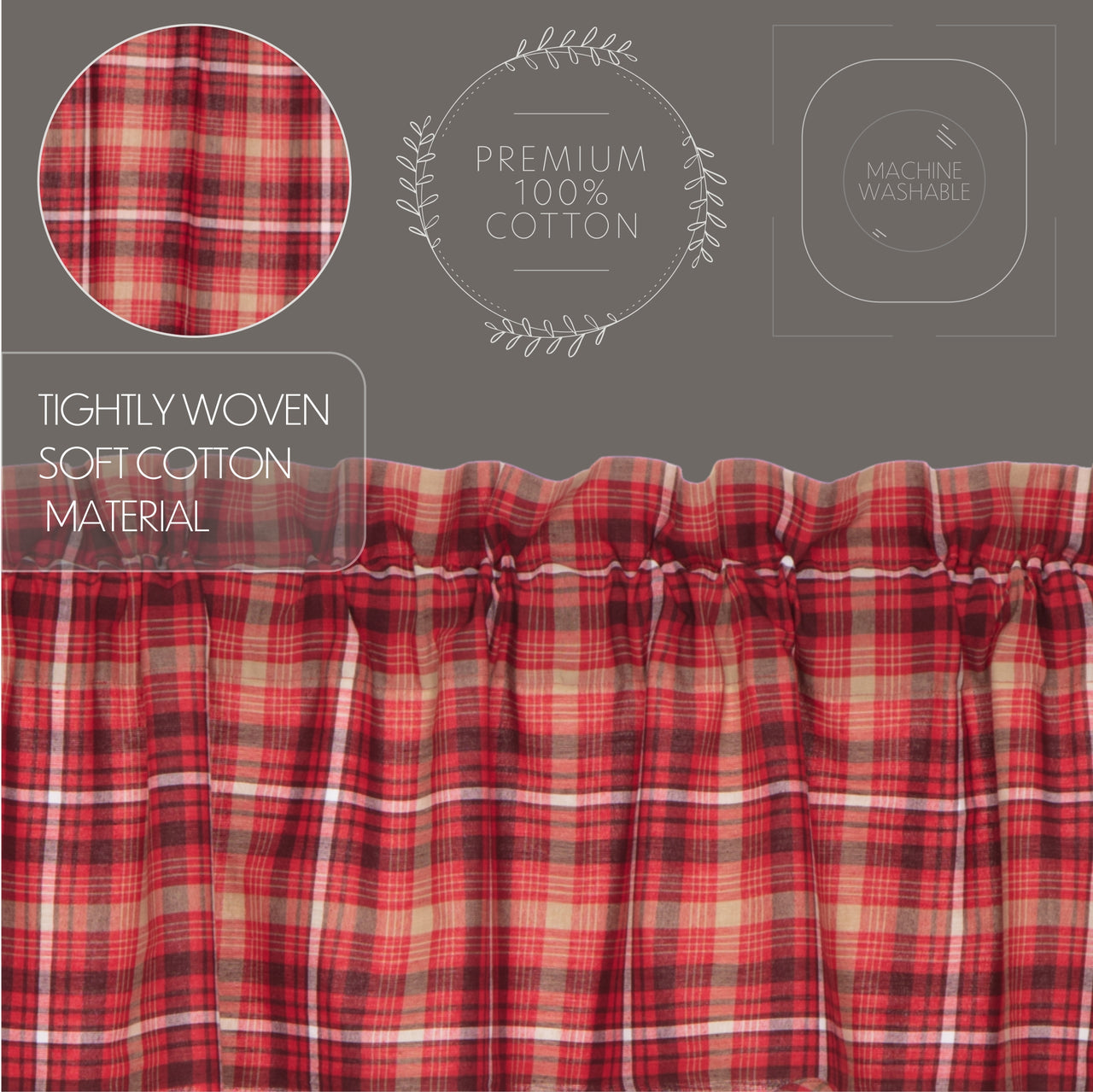 Braxton Scalloped Prairie Swag Curtain Set of 2 36x36x18 VHC Brands