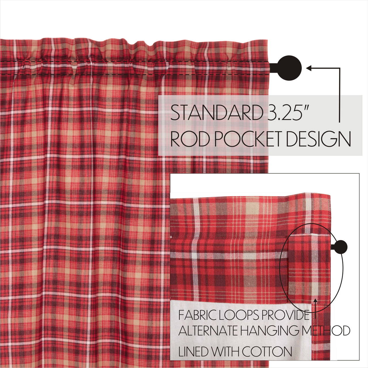 Braxton Scalloped Prairie Swag Curtain Set of 2 36x36x18 VHC Brands