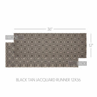 Custom House Black Tan Jacquard Runner 12x36 - The Fox Decor
