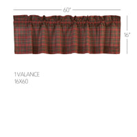 Tartan Red Plaid Valance Curtain 16x60 - The Fox Decor
