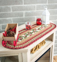 Cranberries Oval Patch Jute Braided Table Runner for Christmas Earth Rugs - The Fox Decor