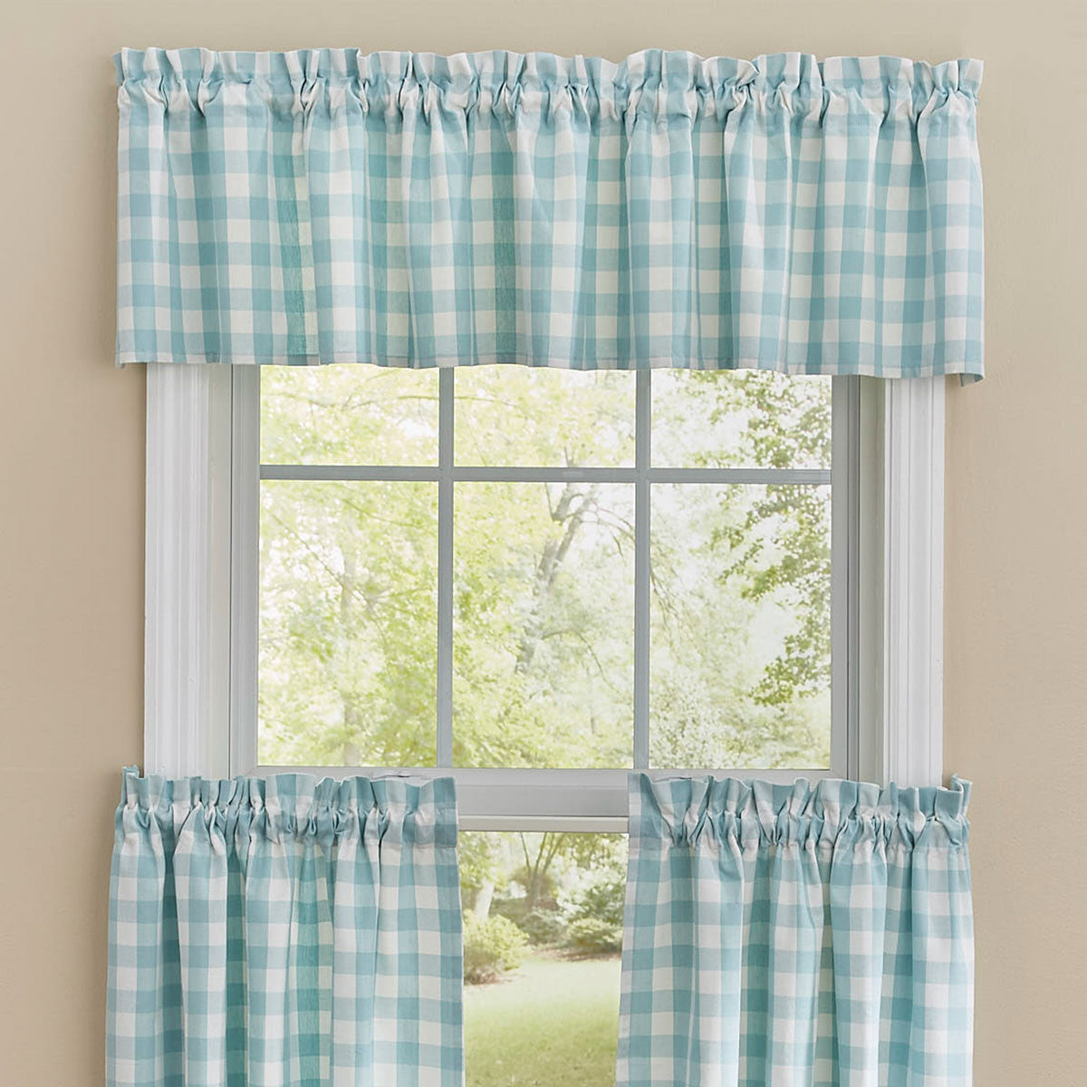 Gingham Check Valance 14" Aqua Set of 2 Park Designs - The Fox Decor