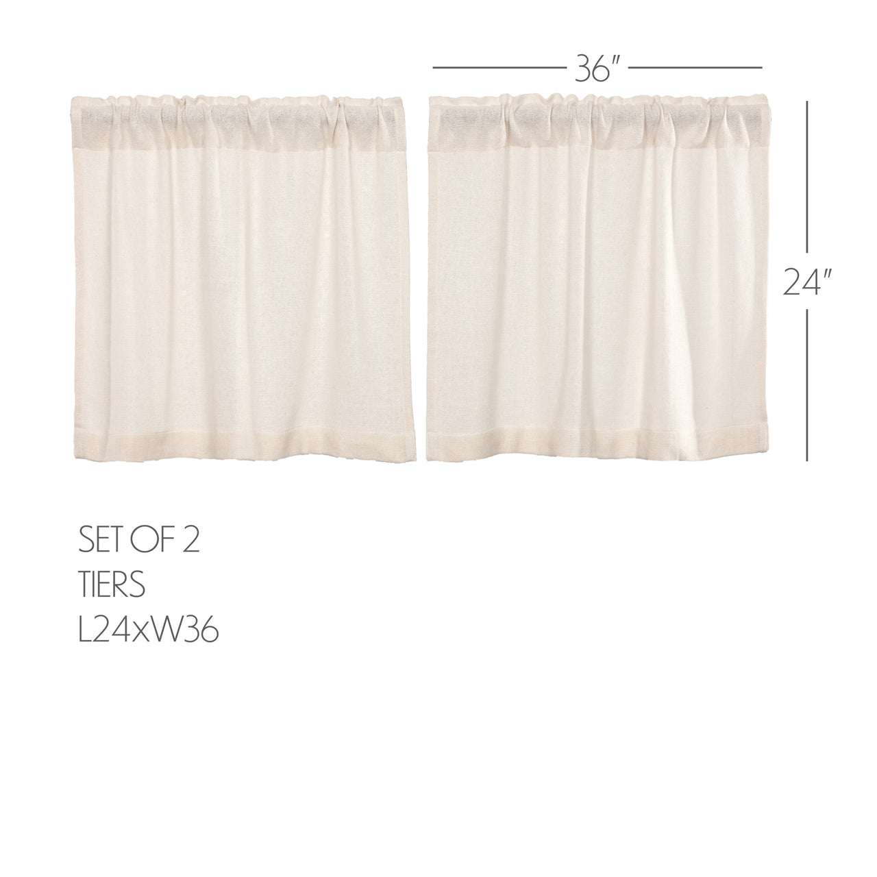 Burlap Antique White Tier Curtain Set of 2 L24xW36
