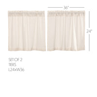 Burlap Antique White Tier Curtain Set of 2 L24xW36