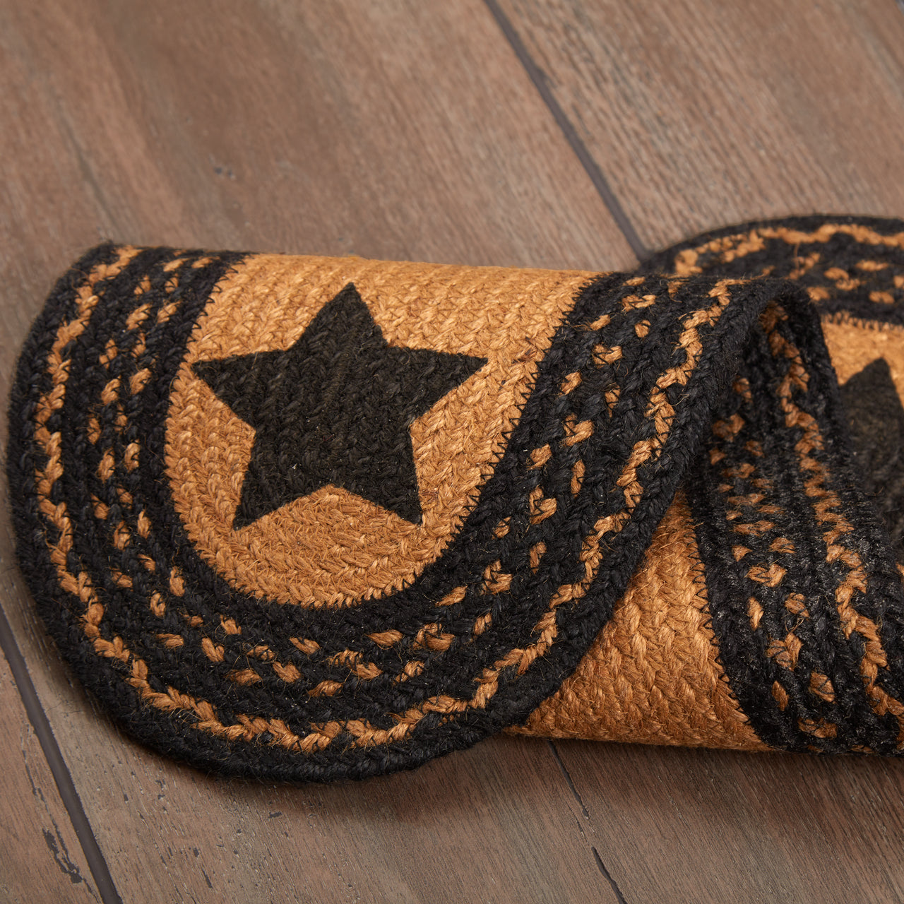 Farmhouse Jute Stair Tread Stencil Stars Oval Latex 8.5x27 VHC Brands