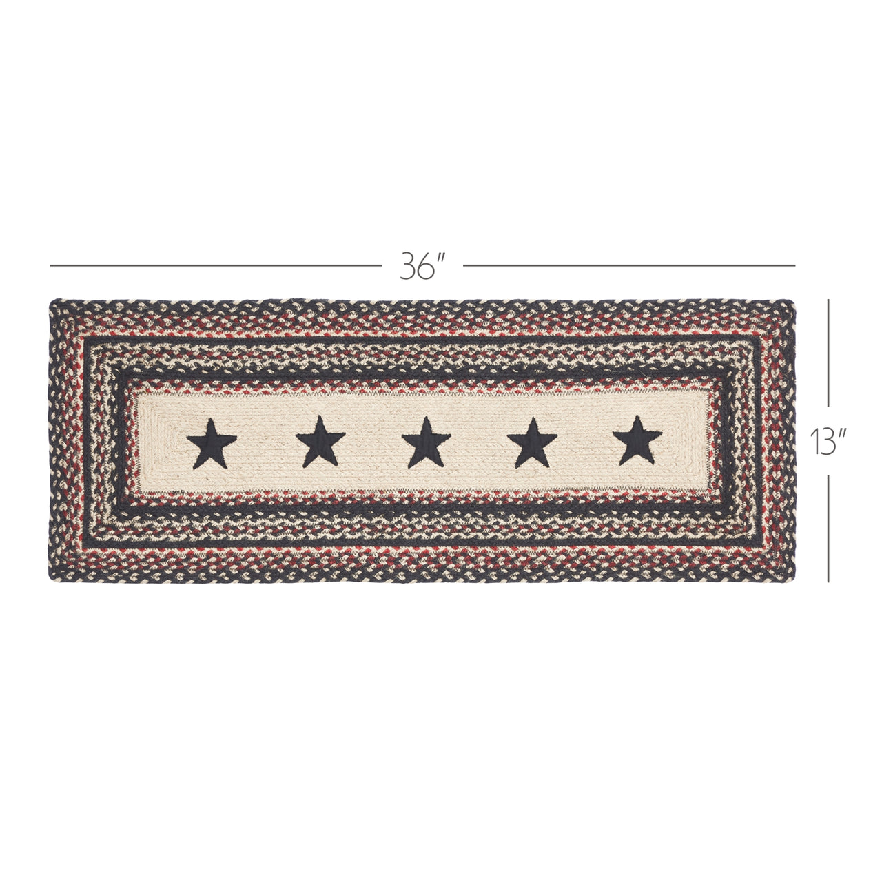 Colonial Star Jute Braided Runner Rect 13"x36" VHC Brands - The Fox Decor