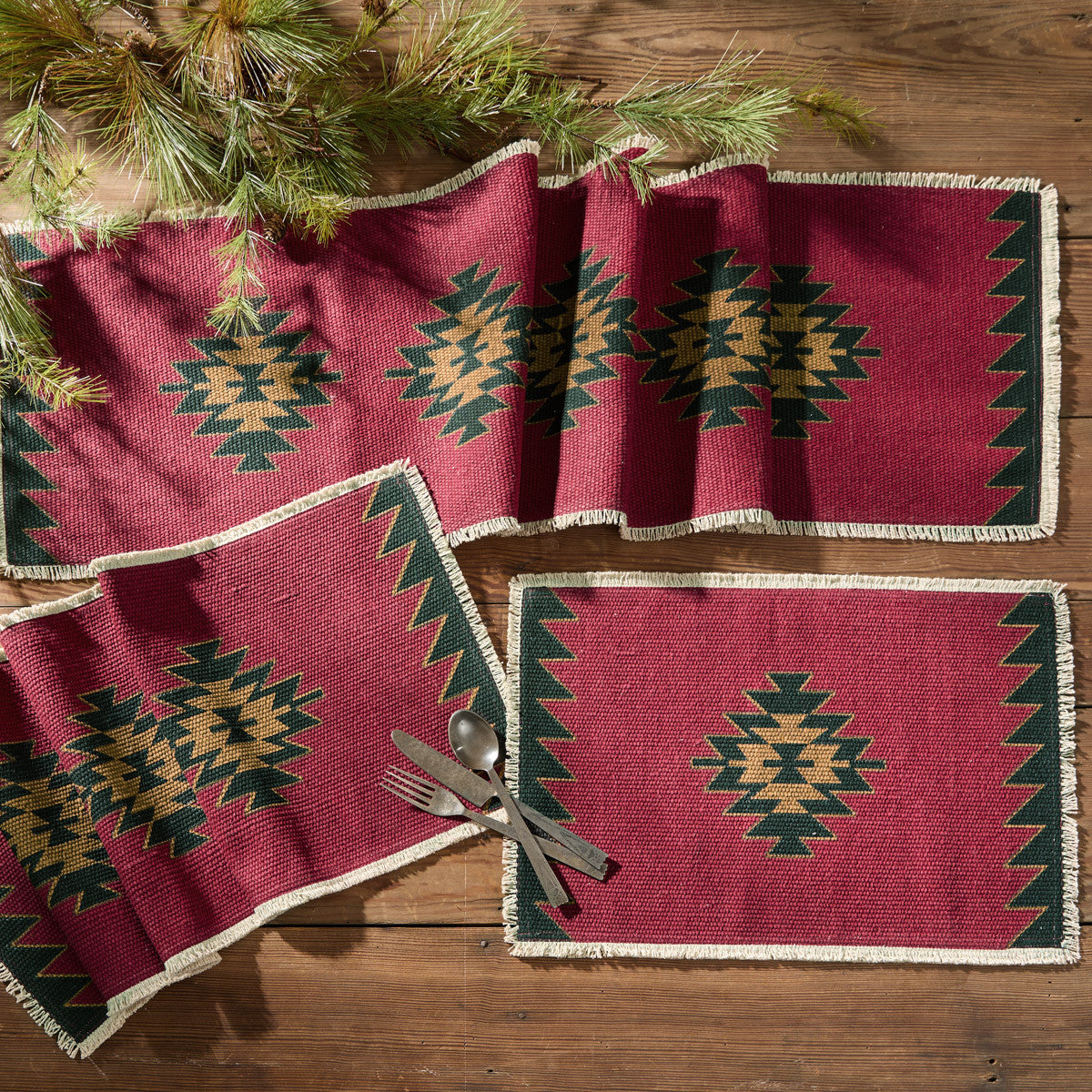 Black Bear Red Dawn Table Runner 36" L Set of 2 - Park Designs - The Fox Decor