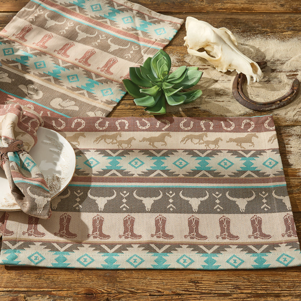 Ranch Jacquard Table Runner 54"L Set of 2 - Park Designs - The Fox Decor