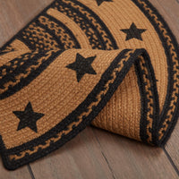 Farmhouse Jute Braided Rug Half Circle Stencil Stars Border 16.5