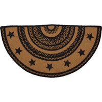 Farmhouse Jute Braided Rug Half Circle Stencil Stars Border 16.5