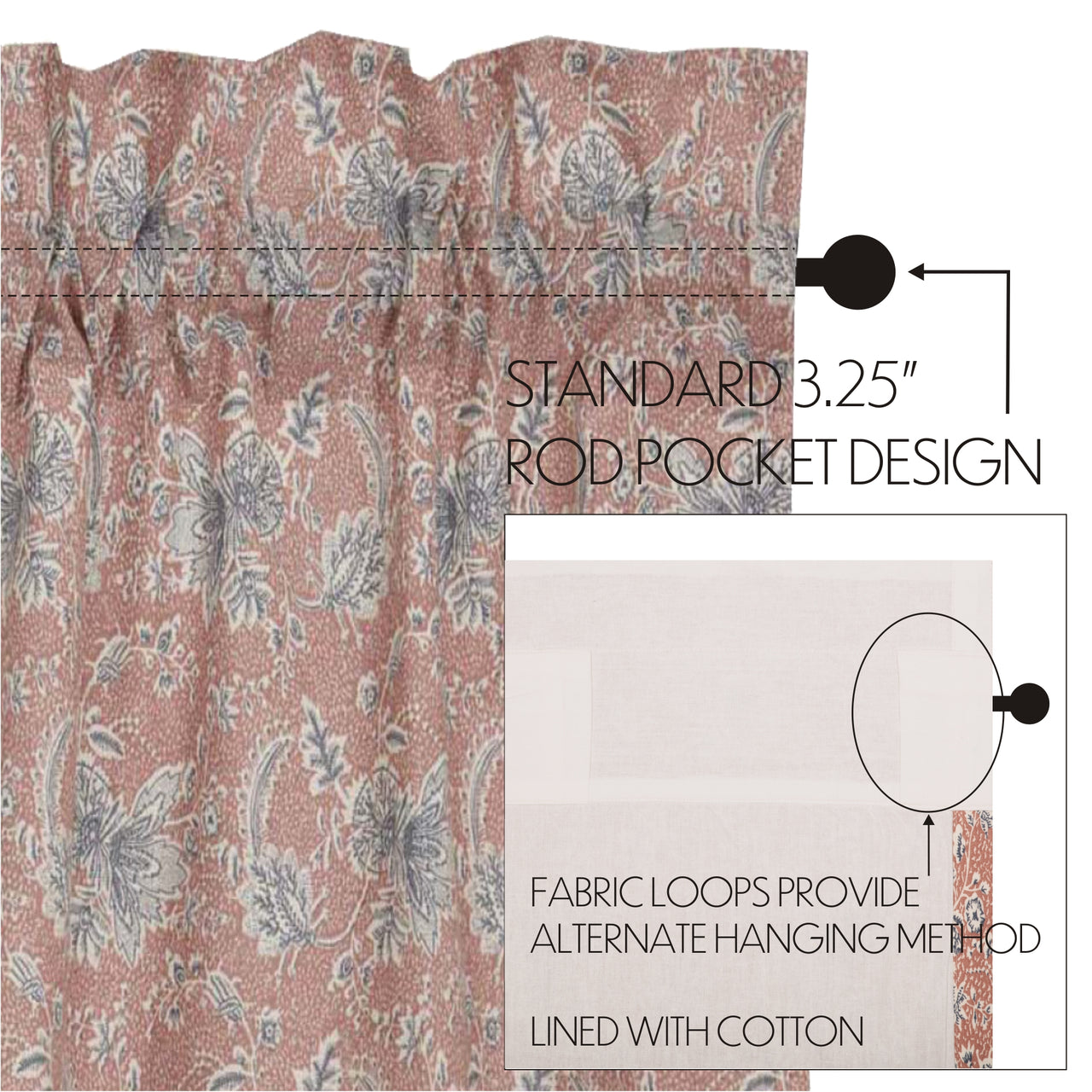 Kaila Floral Valance 16x72 VHC Brands