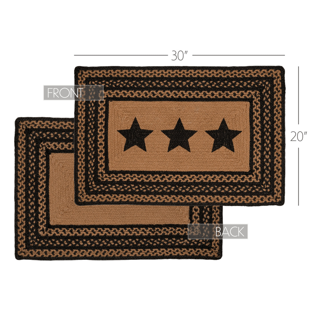 Farmhouse Jute Braided Rug Rect. Stencil Stars 20"x30" VHC Brands - The Fox Decor