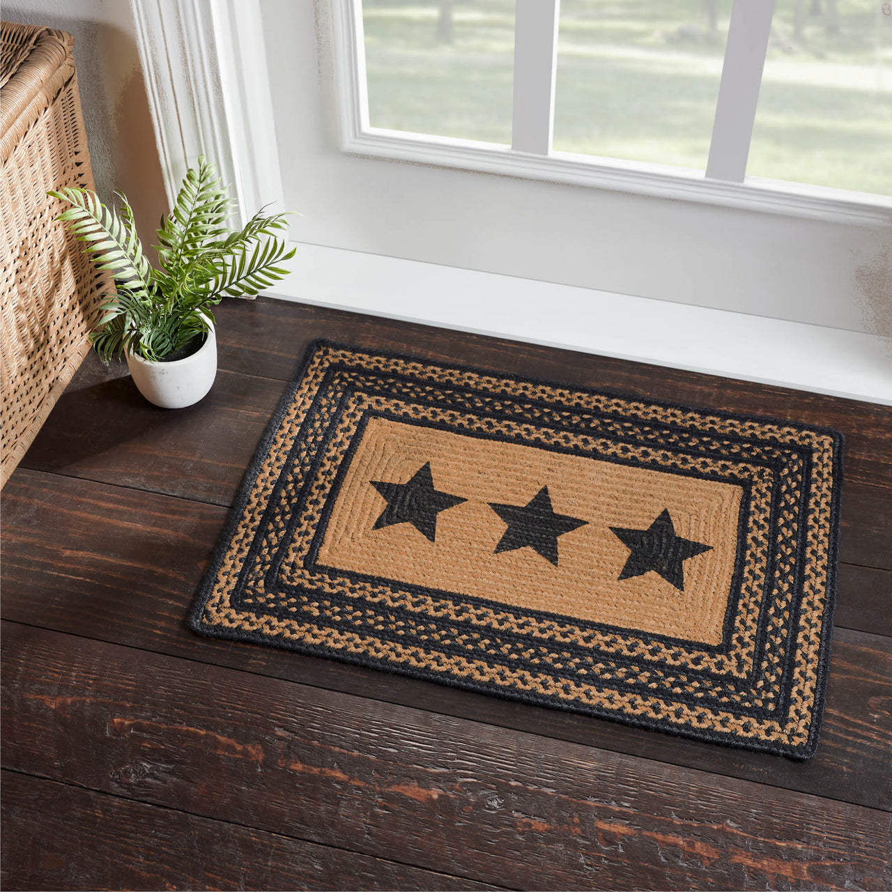 Farmhouse Jute Braided Rug Rect. Stencil Stars 20"x30" VHC Brands - The Fox Decor