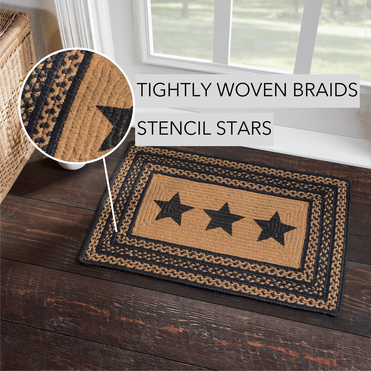 Farmhouse Jute Braided Rug Rect. Stencil Stars 20"x30" VHC Brands - The Fox Decor
