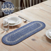 Great Falls Blue Jute Braided Oval Runner 8x24 VHC Brands - The Fox Decor