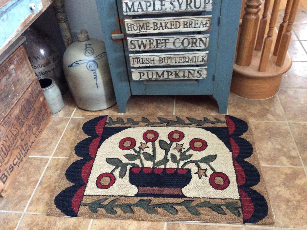 Flower Basket Hooked Rug - 24" x 36" Park Designs - The Fox Decor
