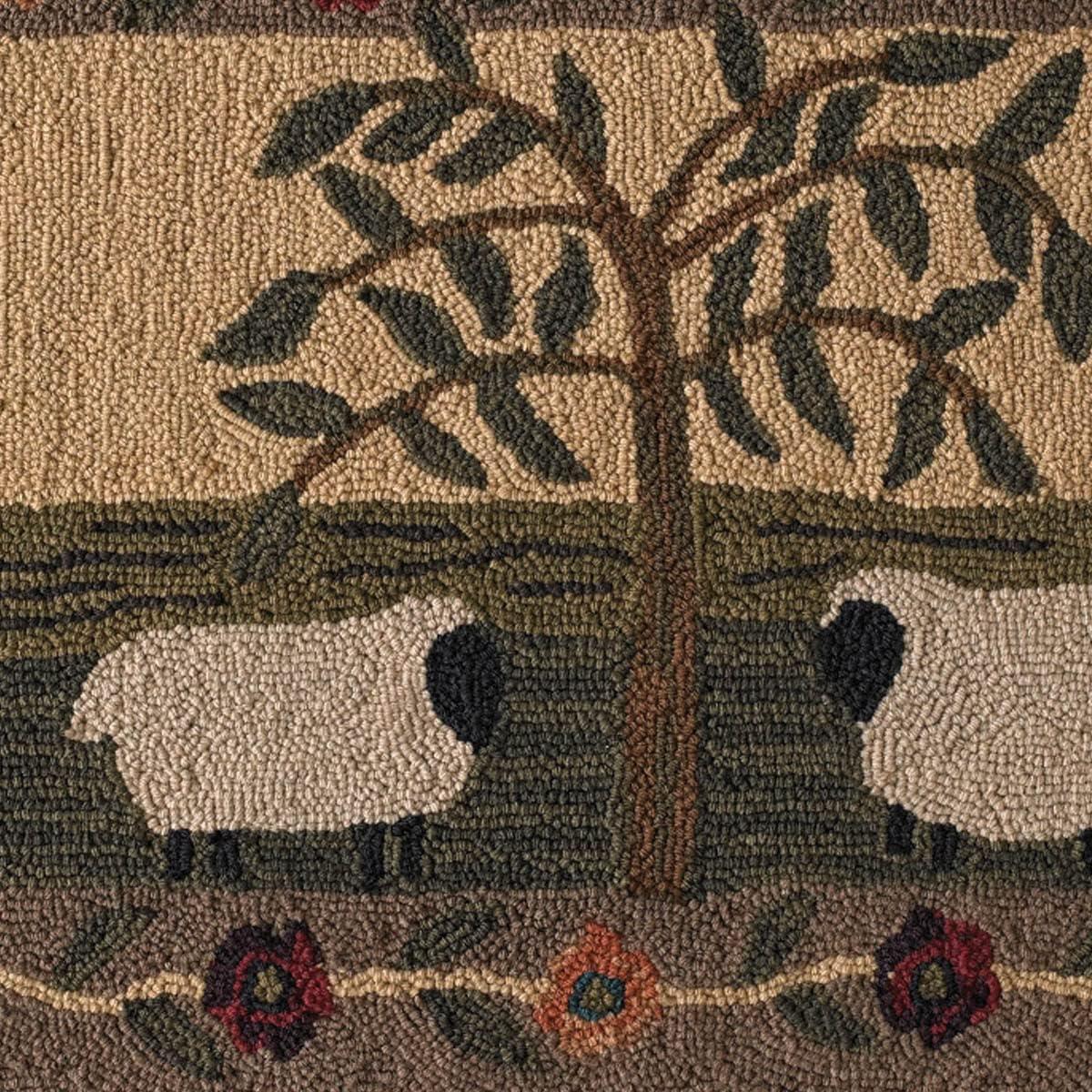 Willow and Sheep Hooked Rug - Park Designs - The Fox Decor