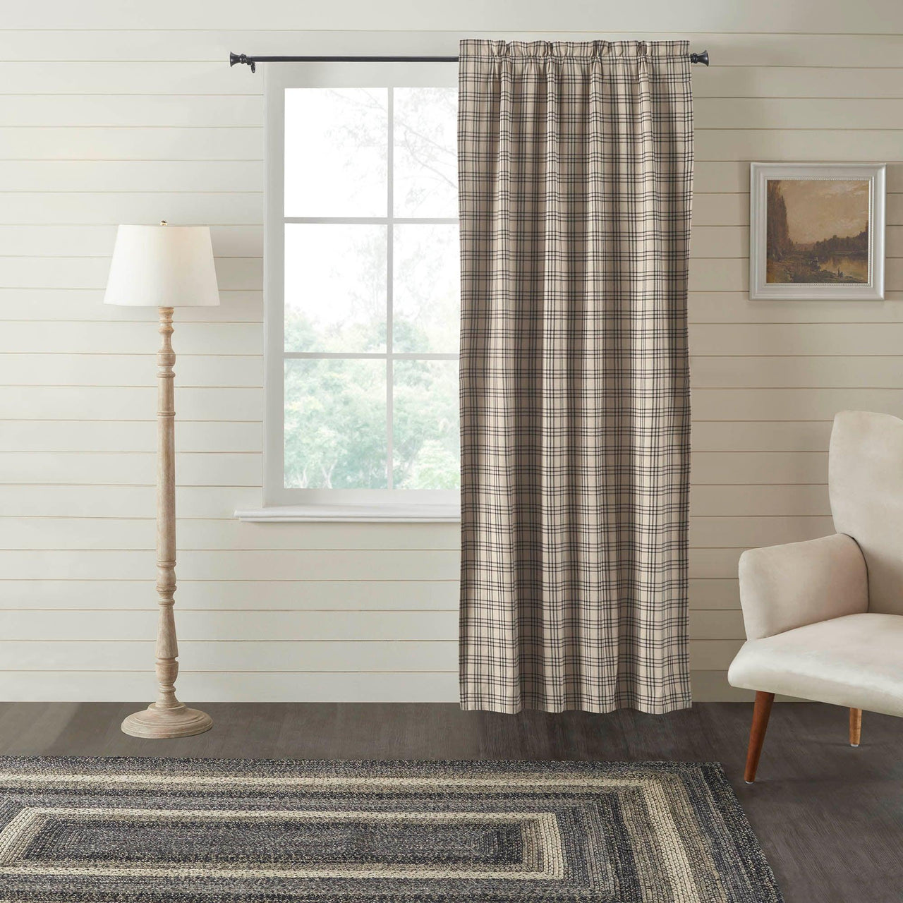 Sawyer Mill Charcoal Plaid Blackout Panel Curtain 84x40 VHC Brands - The Fox Decor