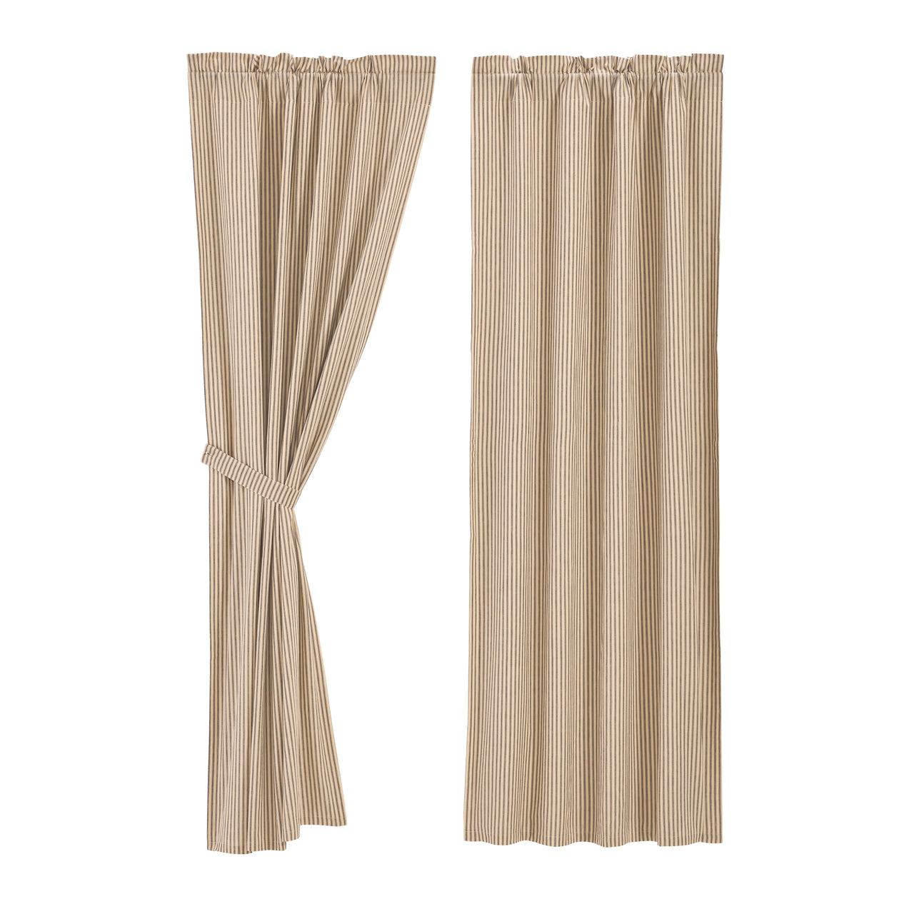 Sawyer Mill Charcoal Ticking Stripe Blackout Panel 84x40 VHC Brands