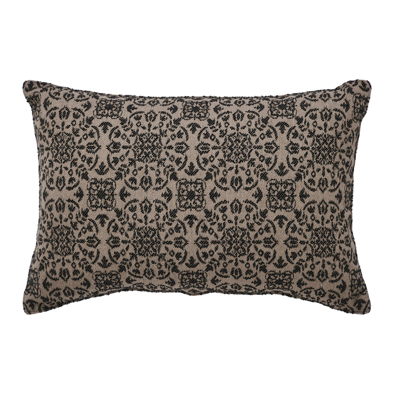 Custom House Black Tan Jacquard Pillow 9.5" x 14" VHC Brands - The Fox Decor