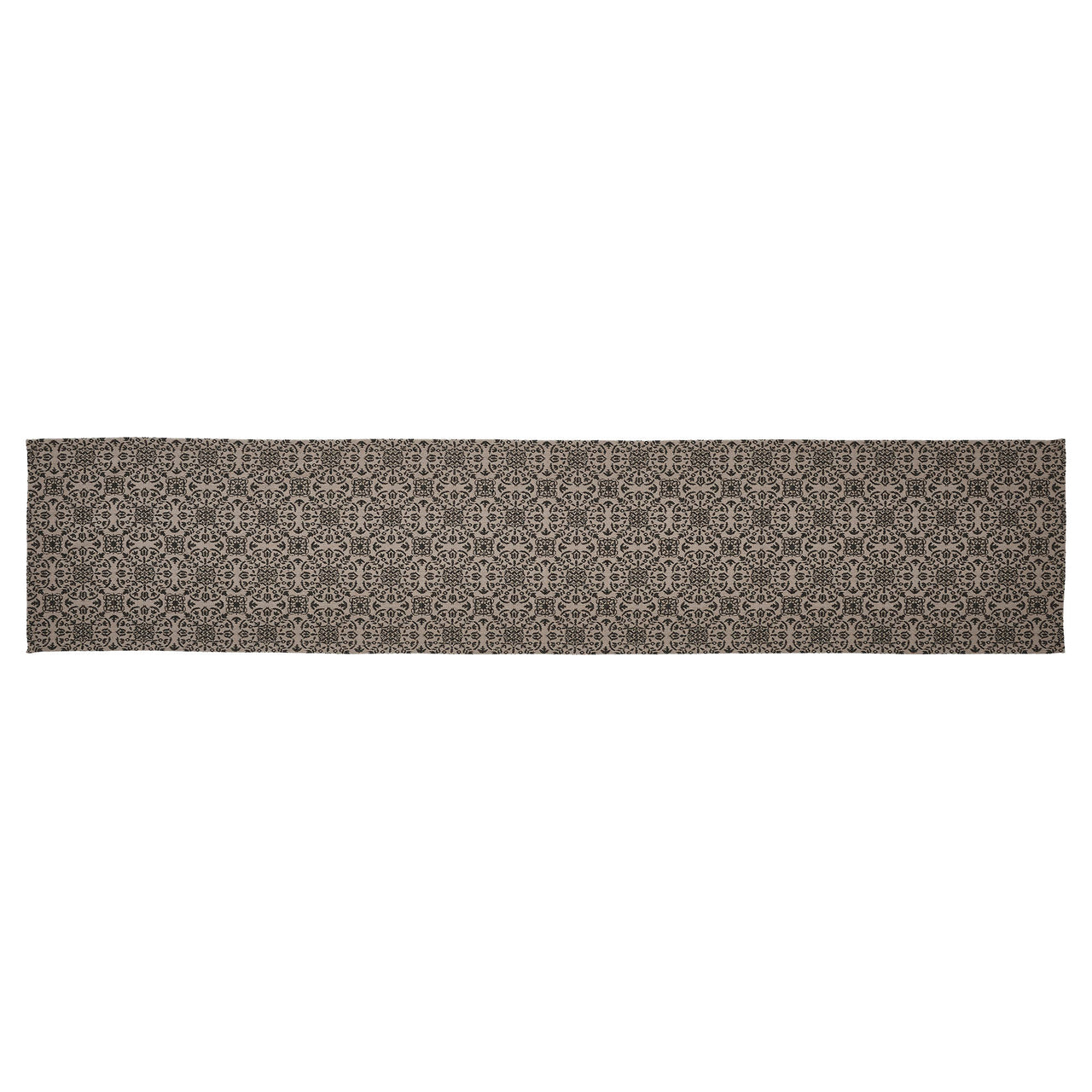 Custom House Black Tan Jacquard Runner 12x60" VHC Brands - The Fox Decor