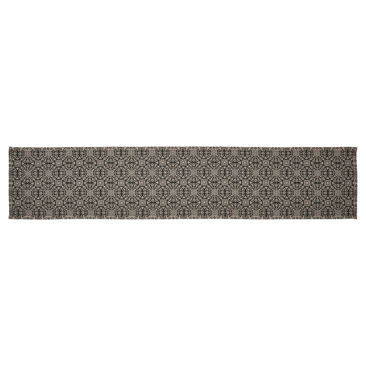 Custom House Black Tan Jacquard Runner 12x60" VHC Brands - The Fox Decor