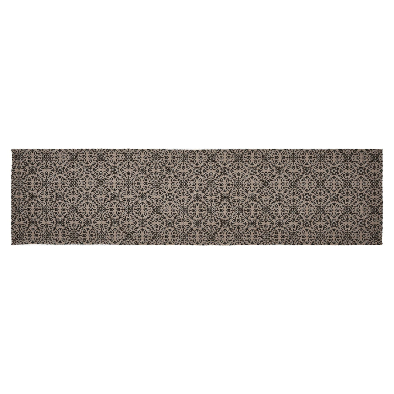 Custom House Black Tan Jacquard Runner 12x48 - The Fox Decor