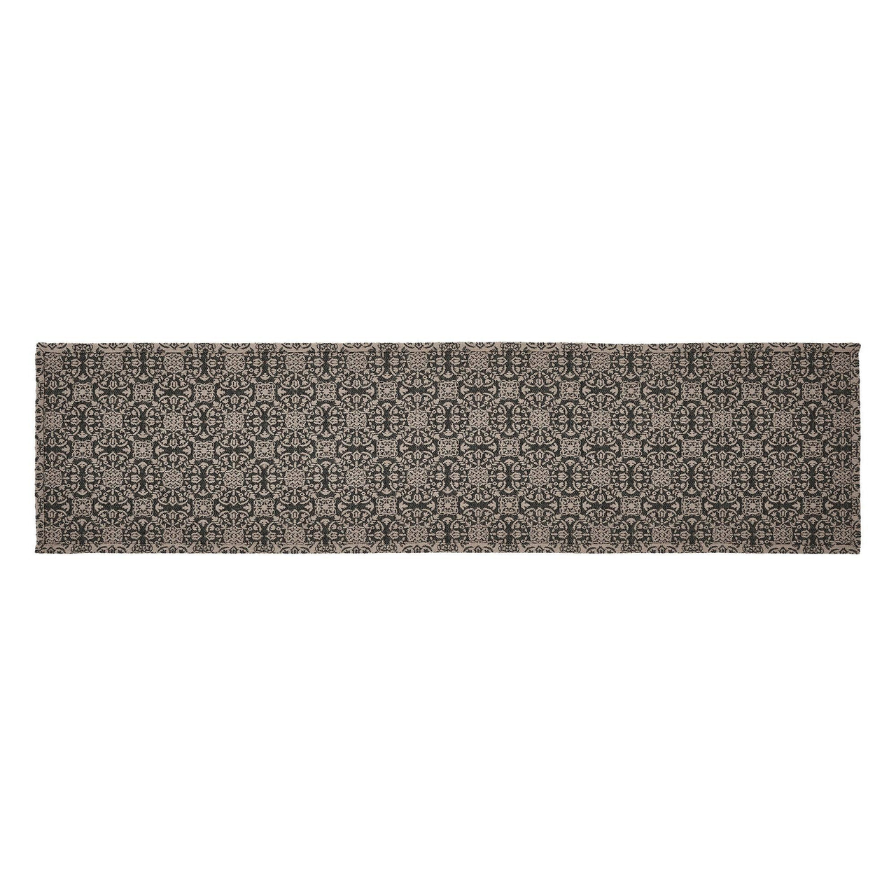 Custom House Black Tan Jacquard Runner 12x48 - The Fox Decor