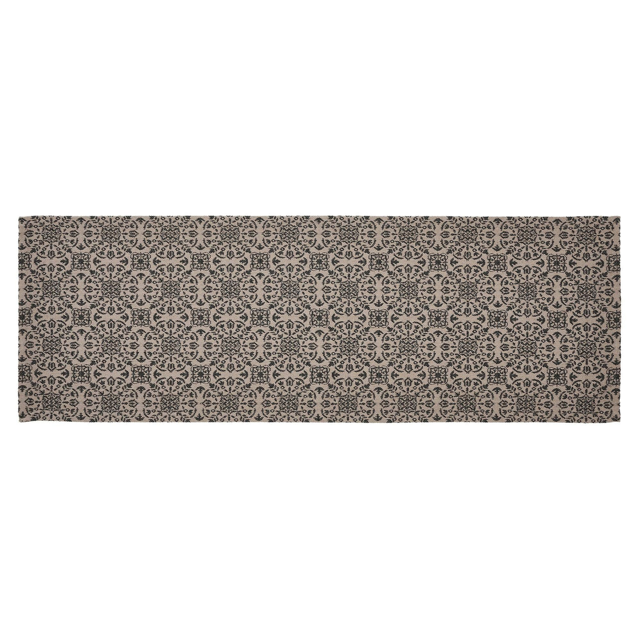 Custom House Black Tan Jacquard Runner 12x36 - The Fox Decor