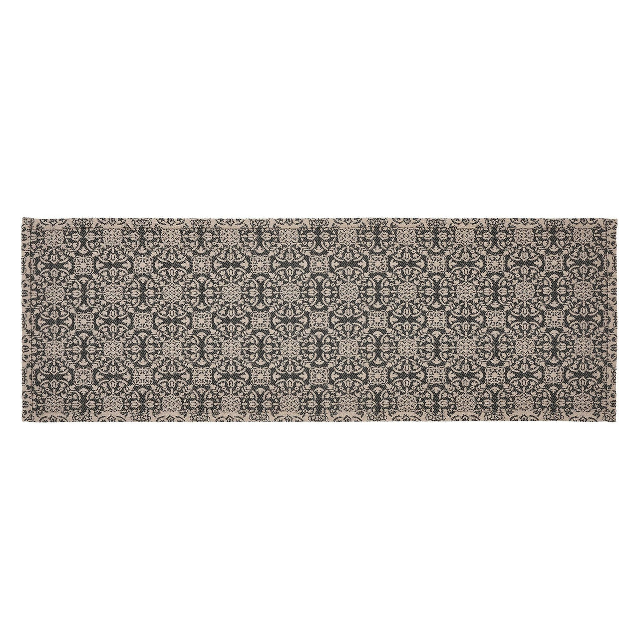 Custom House Black Tan Jacquard Runner 12x36 - The Fox Decor