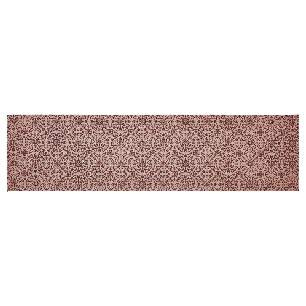 Custom House Burgundy Tan Jacquard Runner 12x48 - The Fox Decor