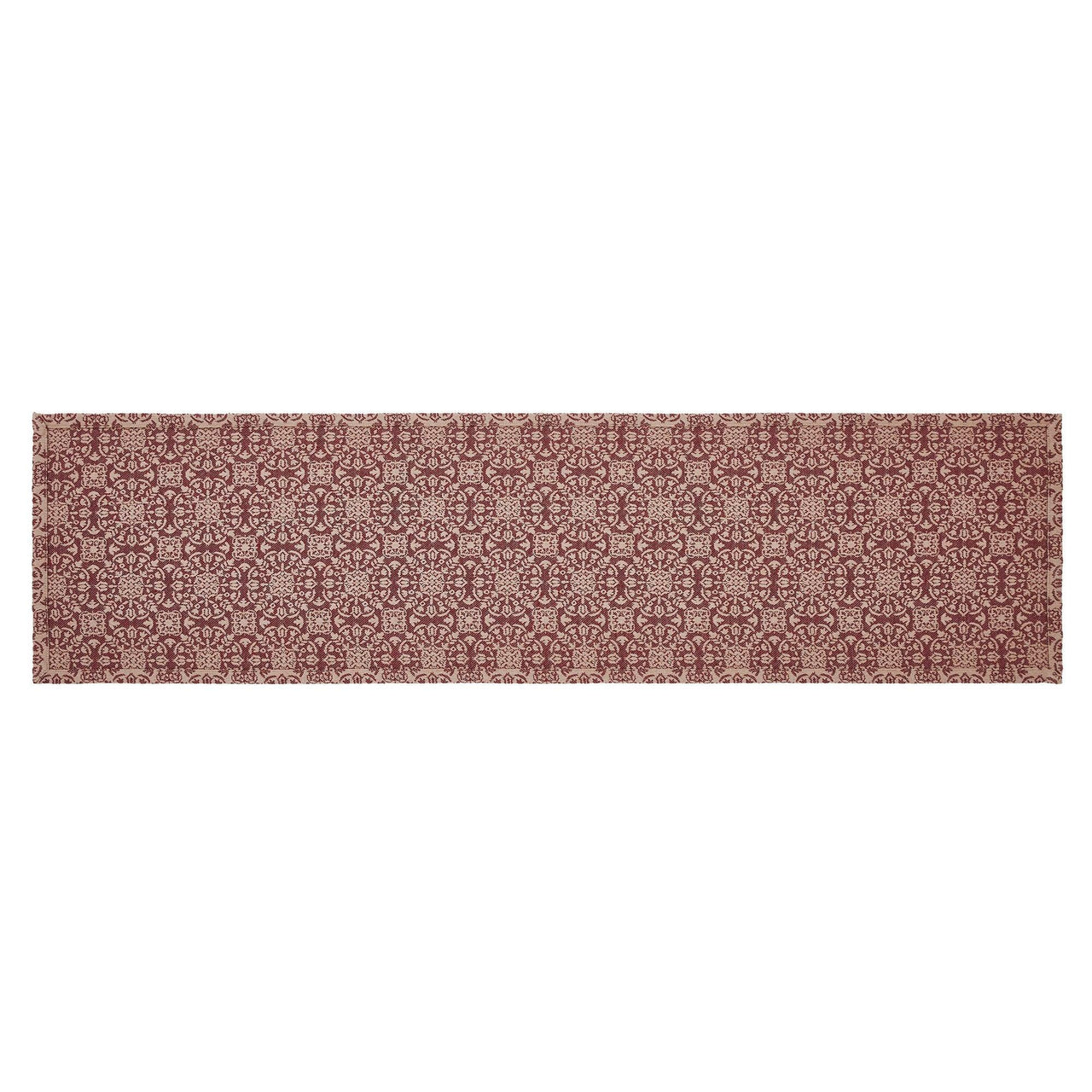 Custom House Burgundy Tan Jacquard Runner 12x48 - The Fox Decor