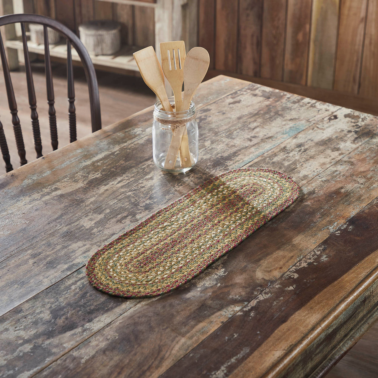 Tea Cabin Jute Braided Table Runner 8x24" VHC Brands - The Fox Decor