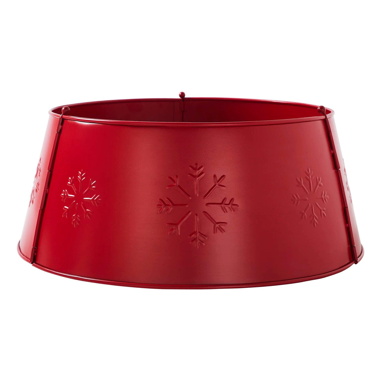 Snowflake Christmas Tree Collar Metal Barn Red 8x20x20 VHC Brands - The Fox Decor