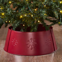 Snowflake Christmas Tree Collar Metal Burgundy 8x20x20 VHC Brands - The Fox Decor