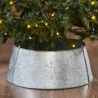 Snowflake Christmas Tree Collar Metal Galvanized 8x20x20 VHC Brands - The Fox Decor