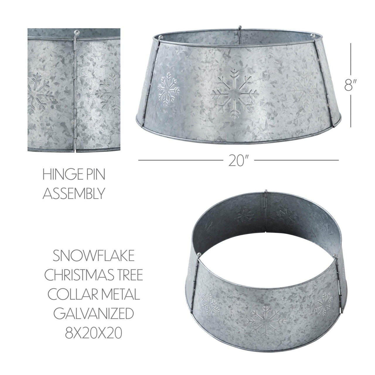 Snowflake Christmas Tree Collar Metal Galvanized 8x20x20 VHC Brands - The Fox Decor
