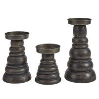 Farmhouse Wood/Metal Pillar Holders - Set of 3 - Park Designs - The Fox Decor