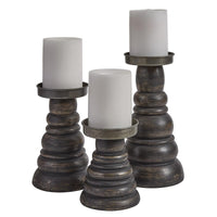 Farmhouse Wood/Metal Pillar Holders - Set of 3 - Park Designs - The Fox Decor