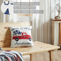 Proud To Be An American Blue Stars On Red Truck Pillow 18x18 - VHC Brands