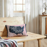 Land Of The Free Because Of The Brave American Map On Red Stripes Pillow 14x20 VHC Brands